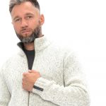 Handmade Scandinavian Wool Sweater: Light Melange Knit Cardigan / CAMERON - Image 3