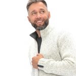 Handmade Scandinavian Wool Sweater: Light Melange Knit Cardigan / CAMERON - Image 2