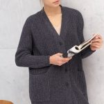 Long Merino Cardigan, Womens Cashmere Classic Soft Cardigan, Buttoned Knit Sweater IDAHO / silver - Image 3