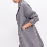 Oversized Gray Knit Coat Minimalist Merino Cardigan, Knitted Oversized Sweater, Cashmere Wool Coat, Woolen Classic Cardigan RICO - Image 6