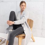 Long Merino Cardigan, Womens Cashmere Classic Soft Cardigan, Buttoned Knit Sweater IDAHO / silver - Image 4