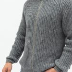Minimalist Merino Wool Jumper, Knitted Zipped Sweater, Gray Sweater for Men, Warm Merino Jumper HILLA - Image 3