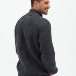 Hand Knit Merino Wool Sweater, Warm Merino Wool Jumper, Men's Sweater with Zip, Minimalist Gray Cardigan for Men HILLA / natural grey - Image 3