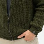 Warm Merino Wool Jumper, Men's Sweater with Zip, Minimalist Khaki Cardigan for Man HILLA / khaki - Image 3