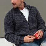 Hand Knit Merino Wool Sweater, Warm Merino Wool Jumper, Men's Sweater with Zip, Minimalist Gray Cardigan for Men HILLA / natural grey - Image 7
