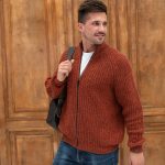 Hand Knit Merino Wool Sweater, Warm Merino Wool Jumper, Men's Sweater with Zip, Minimalist Gray Cardigan for Men HILLA / natural grey - Image 9