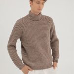 Merino wool men turtleneck, Natural woolen men's pullover sweater, Men's wool pullover, Hand knit wool high neck sweater for man LAND - Image 3