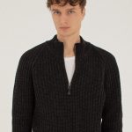 Simple merino wool men pullover, Knitted stylish woolen jumper with zip, Soft wool elegant man sweater, Hand knit cosy pullover ROCK - Image 5