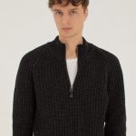 Chunky Knit Half Zip Sweater for Men | Wool Blend Pullover | Minimalist Winter Knit Jumper | Cozy Casual Knitwear Gift for Him / ROCK - Image 12