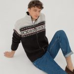 Warm norwegian wool zipped sweater, Men's winter wool knitwear, Scandinavian woolen man sweater, Nordic style hand knitted sweater VINDU - Image 7