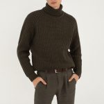 Merino wool men turtleneck, Natural woolen men's pullover sweater, Men's wool pullover, Hand knit wool high neck sweater for man LAND - Image 6