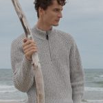Chunky Knit Half Zip Sweater for Men | Wool Blend Pullover | Minimalist Winter Knit Jumper | Cozy Casual Knitwear Gift for Him / ROCK - Image 5