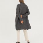 Organic Merino Wool Knit Cardigan: Long Cashmere Jacket with Pockets / RIVER - Image 3