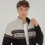 Warm norwegian wool zipped sweater, Men's winter wool knitwear, Scandinavian woolen man sweater, Nordic style hand knitted sweater VINDU - Image 8
