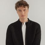 Black Merino Wool Men's Sporty Look Sweater, Natural Merino Wool Sweater, Soft Natural Wool Cardigan, Knitted Jumper with Zip HILLA / black