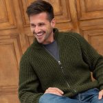 Warm Merino Wool Jumper, Men's Sweater with Zip, Minimalist Khaki Cardigan for Man HILLA / khaki - Image 2