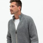 Minimalist Merino Wool Jumper, Knitted Zipped Sweater, Gray Sweater for Men, Warm Merino Jumper HILLA