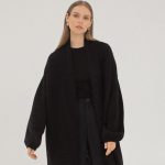 Balloon sleeves Merino wool cardigan, Black puff sleeves loose jacket, Knitted soft mohair wool cardigan, loose knit sweater SOFIA / black
