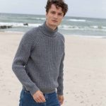 Simple gray pullover sweater men, Merino wool turtleneck, Warm winter knitted sweater, Hand knit soft wool scandinaviand men jumper LAND