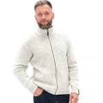 Handmade Scandinavian Wool Sweater: Light Melange Knit Cardigan / CAMERON