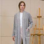 Organic Merino Wool Knit Cardigan: Long Cashmere Jacket with Pockets / RIVER - Image 9