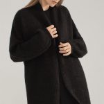 Balloon sleeves Merino wool cardigan, Black puff sleeves loose jacket, Knitted soft mohair wool cardigan, loose knit sweater SOFIA / black - Image 3