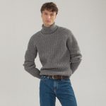 Gray pullover sweater men, Soft merino wool turtleneck, Warm winter knitted sweater, Hand knit soft wool scandinaviand men jumper LAND