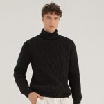 Black pullover sweater men, Warm merino wool turtleneck, Warm autumn knitted sweater, Hand knit soft wool scandinaviand men jumper LAND