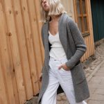 Organic Merino Wool Cashmere Cardigan: Beige Knit Coat with Pockets, Long Open Front Jacket, Organic Merino Wool Knit Cardigan / RIVER - Image 4