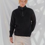 Mens Black Wool 1/4 Zip Sweater: Nordic Style Jumper - Image 6