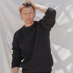 Classic Men Pullover Sweater, Black Wool Sweater Crew Neck for Men, Scandinavian Style Winter Jumper, Merino Wool Pullover / TORO