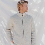 Minimalistic New Wool Sweater with Pockets, Scandinavian Wool Sweater, New Wool Cardigan With Zipper, Light Melange Winter Sweater / CAMERON