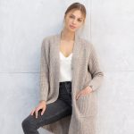 Long Merino Cardigan, Womens Cashmere Classic Soft Cardigan, Buttoned Knit Sweater IDAHO / silver
