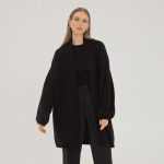 Puffy Sleeves Jacket, Mohair Wool Cardigan Sweater, Knitted minimalist oversize cardigan, Grey woolen women merino cardigan / SOFIA - Image 10