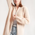 Supreme woolen long cardigan, Knitted women relaxed fit jacket, Merino wool cardigan, Kid mohair hand knit soft sweater SOFIA / melange grey - Image 3