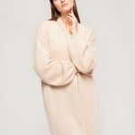 Supreme woolen long cardigan, Knitted women relaxed fit jacket, Merino wool cardigan, Kid mohair hand knit soft sweater SOFIA / melange grey - Image 2
