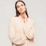 Puffy Sleeves Jacket, Mohair Wool Cardigan Sweater, Knitted minimalist oversize cardigan, Grey woolen women merino cardigan / SOFIA - Image 2
