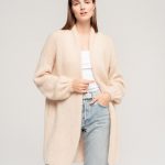 Balloon sleeves Merino wool cardigan, Black puff sleeves loose jacket, Knitted soft mohair wool cardigan, loose knit sweater SOFIA / black - Image 9
