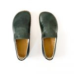 Mens Leather Barefoot Shoes: Grounding Moccasins, Wide Toe Box - Bottle Green - Image 4
