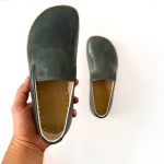 Mens Leather Barefoot Shoes: Grounding Moccasins, Wide Toe Box - Bottle Green - Image 3