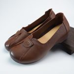 Handmade Brown Leather Flats for Women | Genuine Leather Slip On Comfort Shoes | Soft Sole Wide Fit Everyday Casual Walking Gift for Her - Image 3