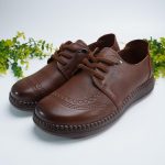 Handmade Brown Leather Oxford Flats for Women | Genuine Leather Lace Up Comfort Shoes