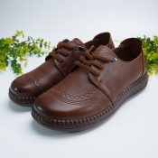 Handmade Brown Leather Oxford Flats for Women | Genuine Leather Lace Up Comfort Shoes