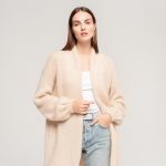 Supreme woolen long cardigan, Knitted women relaxed fit jacket, Merino wool cardigan, Kid mohair hand knit soft sweater SOFIA / melange grey