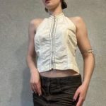 Trussardi Linen Halter Top – White