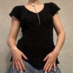 Y2K Fuzzy Knit Top – Fluffy 2000s Tee - Image 3