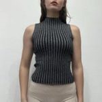 High Neck Metallic Top – Ribbed Sleeveless - Image 3
