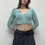 Y2K Mint Green Knit Bolero – Vintage Style Cropped Cardigan with Buttons