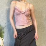 Vintage-Inspired Pink Velvet Lace Camisole Top – Y2K Coquette Romantic Lingerie Look - Image 6