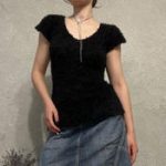Y2K Fuzzy Knit Top – Fluffy 2000s Tee